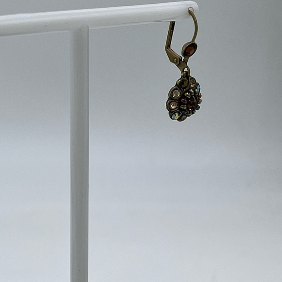 Michal Negrin Earrings Flower With Brown AB Swarovski Crystals Romantic Gift - Picture 14 of 16